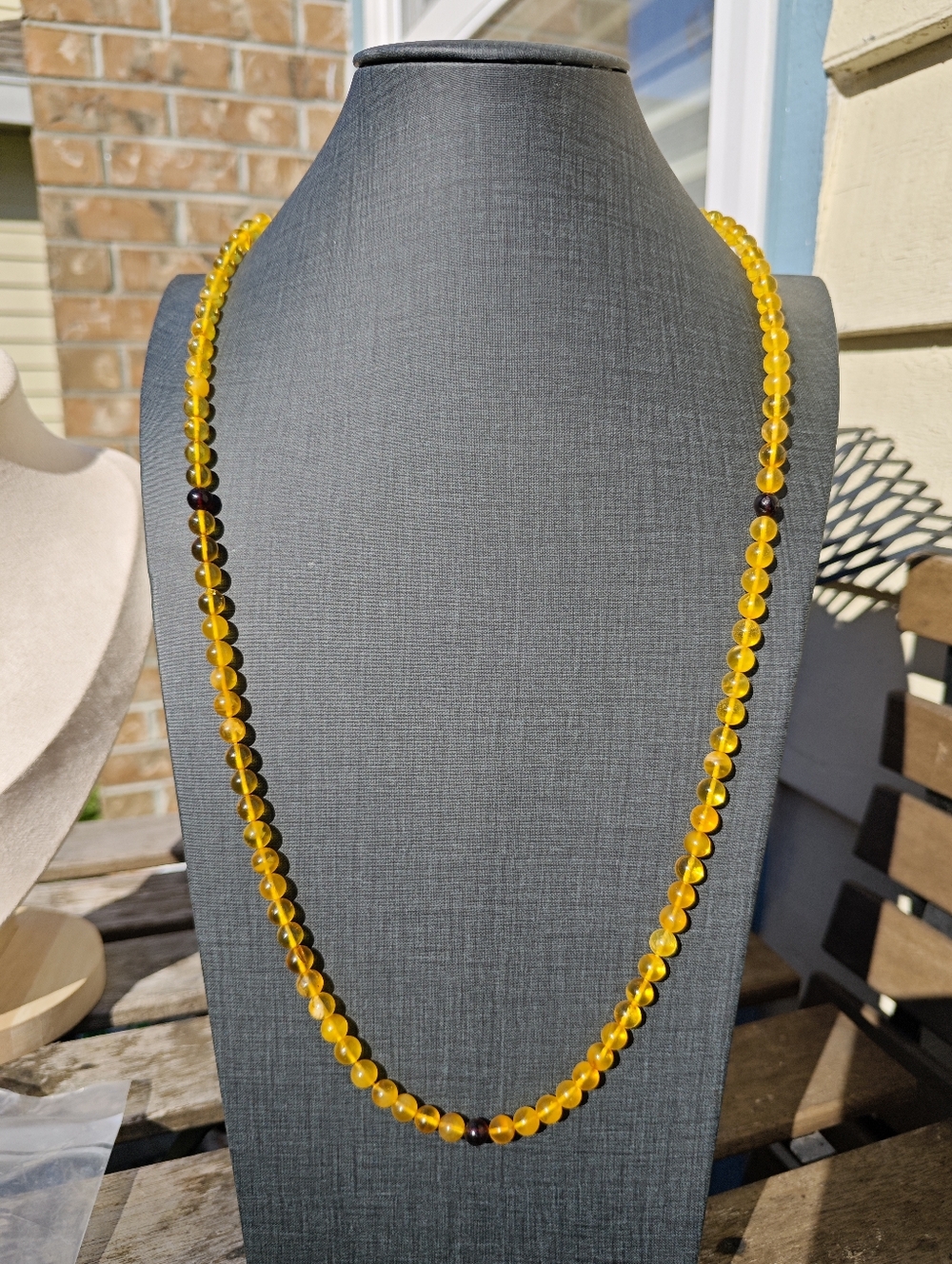 178Ultra-Lustrous: High-QualityRussian Golden Amber 108Mala Beads long necklace,